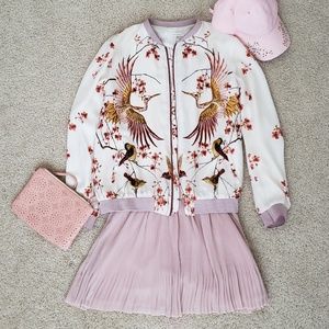 ZARA Crane and Floral Bomber Jacket